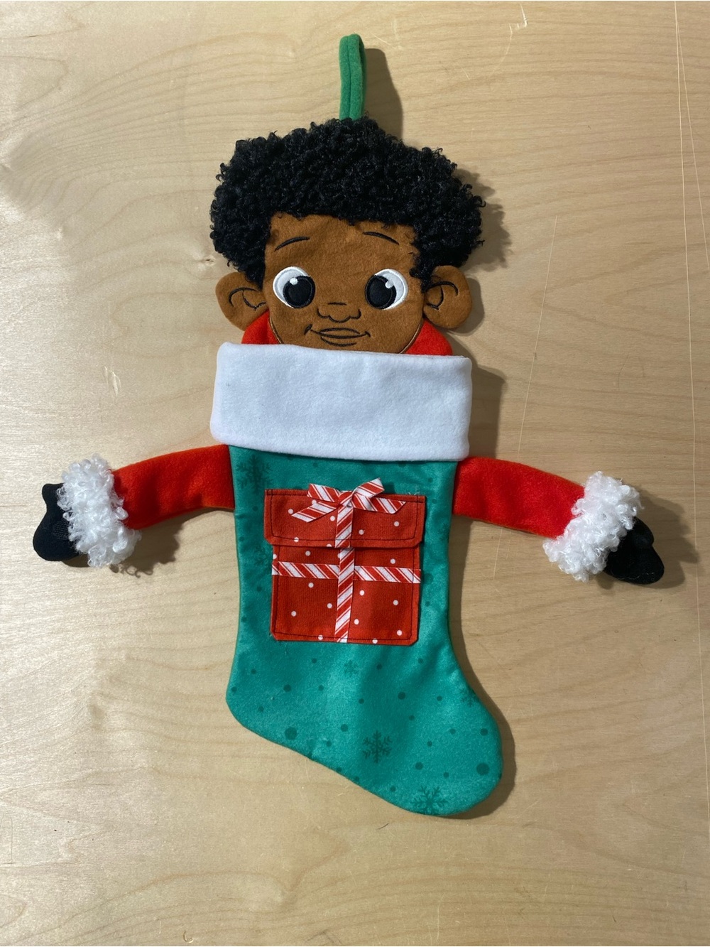 Black Paper Party Holiday Plush Stocking - Green & Red (BR)